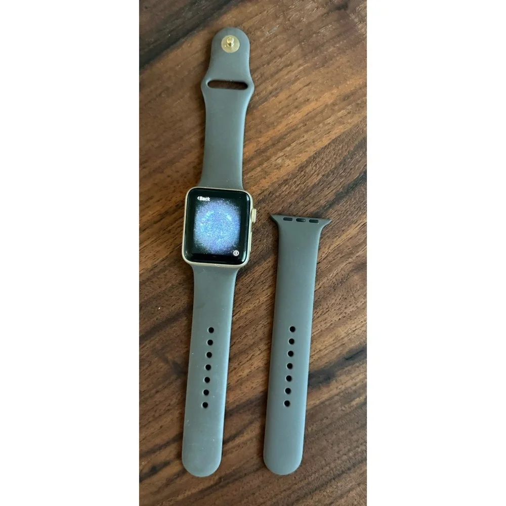 Apple Watch Series 2 42mm Gold Aluminum Case Cocoa Sport Band GPS Ceramic Back